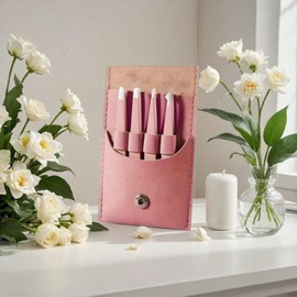 4-Piece Tweezers Set with Travel Case – Precision Stainless Steel Tweezers for Eyebrows, Ingrown Hairs, Splinters (Pink)