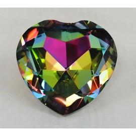 Tripact 80 mm Aurora Borealis Crystal Diamond Heart Dark Rainbow Paperweight