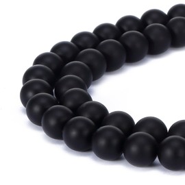 Gorgeous Natural Fushia Drusy Agate Gemstone Matte Round Loose Beads for Jewelry Making (4MM, Black Onyx)