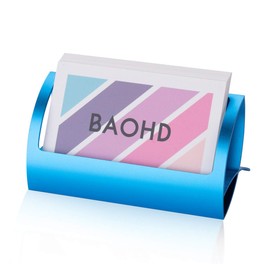 Metal Business Card Holder for Desk Modern Aluminum Business Card Display Holder Stand, Desktop Name Card Rack Organizer Desk Accessory for Office Home (Blue)