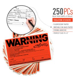 easykart labels Parking Violation Stickers Notice Parking Violation Stickers Tow Stickers for Car Vehicle 250 PCs Private Parking Warning Stickers Adhesive Car Window Fluorescent Labels (5 Pack)