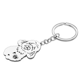 SHIGIE Stainless Steel Cute Poodle Dog Keychain Puppy Animals Car Purse Backpack Key Ring Jewelry For Women Pets Lovers Gifts (Silver Plated)