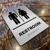 Modern Office Business Restroom Sign - Restroom #2-6"x8" Brushed Steel
