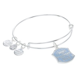Alex and Ani Connections Expandable Bangle for Women, You Are Stronger Than You Think Charm, Shiny Silver Finish, 2 to 3.5 in
