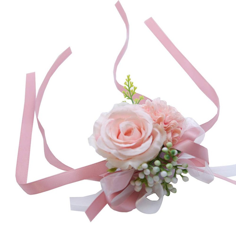 MOJUN Wedding Wrist Corsage Boutonniere Set Artificial Rose and Handmade