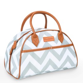 Tirrinia Insulated Lunch Bag for Women w/Leather Handle, Reusable Tote Bag for Men, Fashionable Cooler Lunch Box for Working/Picnic - Gray Wave