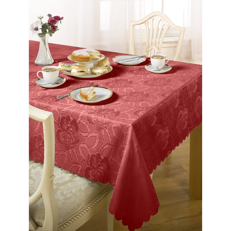 Emma Barclay Damask Rose - Jacquard Table Cloth in Wine
