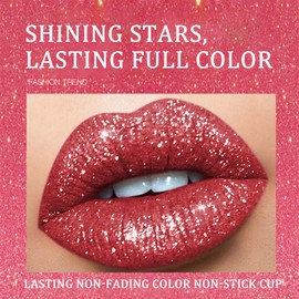 Metallic Glitter Lipstick Set - 4 Colors, Hydrating & Smooth Shimmer, Long-lasting Non-stick Formula, Lightweight & Soft Lip Stick for Women, Impactful Lipcolor in a Non-Stick Cup