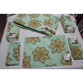 FIESTA Ocala ~ Two Fabric 19" Sq Napkins & Two Fabric 18" x 13"  Placemats NWT