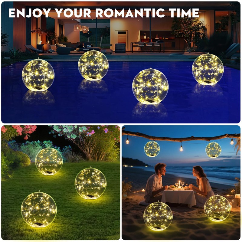 Cootway Floating Pool Lights, 15 Inch Warm White Solar Pool