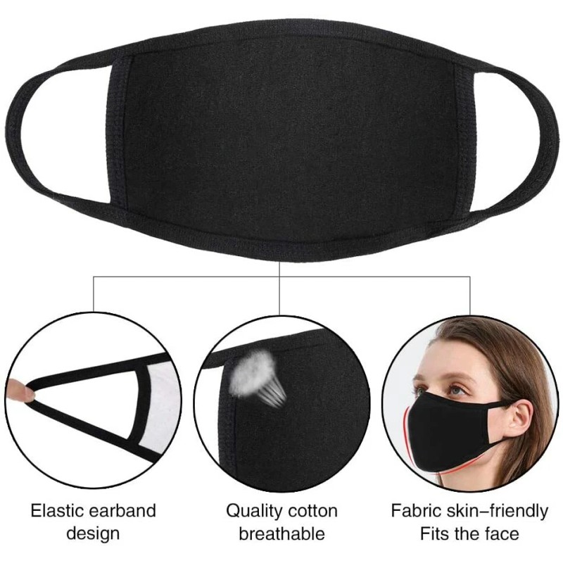 4pcs OR 1pcs SOFT Cotton Face Black Mask Double Layer