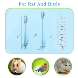 3Pcs Rat Enrichmen Toys & Rat Cage Accessories – 304 Stainless Steel Hanging Foraging Puzzle Toy for Mice, Hamsters with Fruit Vegetable Holder, Slow Feeder & Bird Foraging for Parakeet