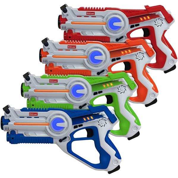 Kidzlane Laser Tag â Laser Tag Guns Set of 4 â Multi Function Lazer Tag Guns for Kids 4 Players â Indoor, Backyard, Outdoor Game for Kids, Adults, and Family