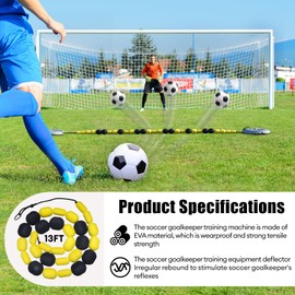 13 FT Single Line Goalkeeper Ball Deflector, Soccer Goalkeeper Training Equipment, Multiple Different Refraction Angles, Enhanced Reaction Time & Ball Control