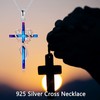 LUHE Cross Necklace for Women Sterling Silver Religious Faith Cross