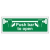 V Safety Push Bar To Open Door Sign - 300mm