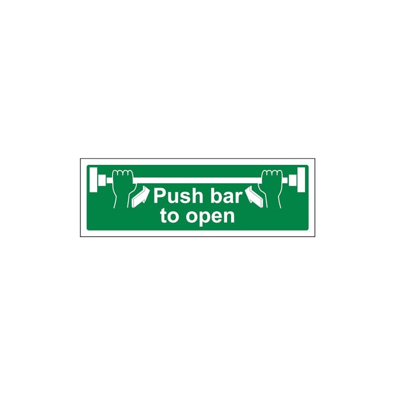 V Safety Push Bar To Open Door Sign - 300mm