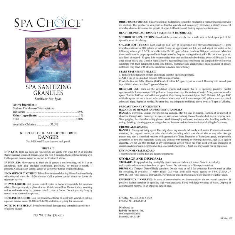 SpaChoice 472-3-3031A Spa Chlorine Granules for Hot Tub, 2-Pounds