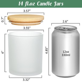 SUPMIND 12Pcs Empty Candle Jars 14oz Frosted Glass Jars Bulk with Bamboo Lids, Making Candles Containers Vessels for Candle Business 12 14 fl.oz