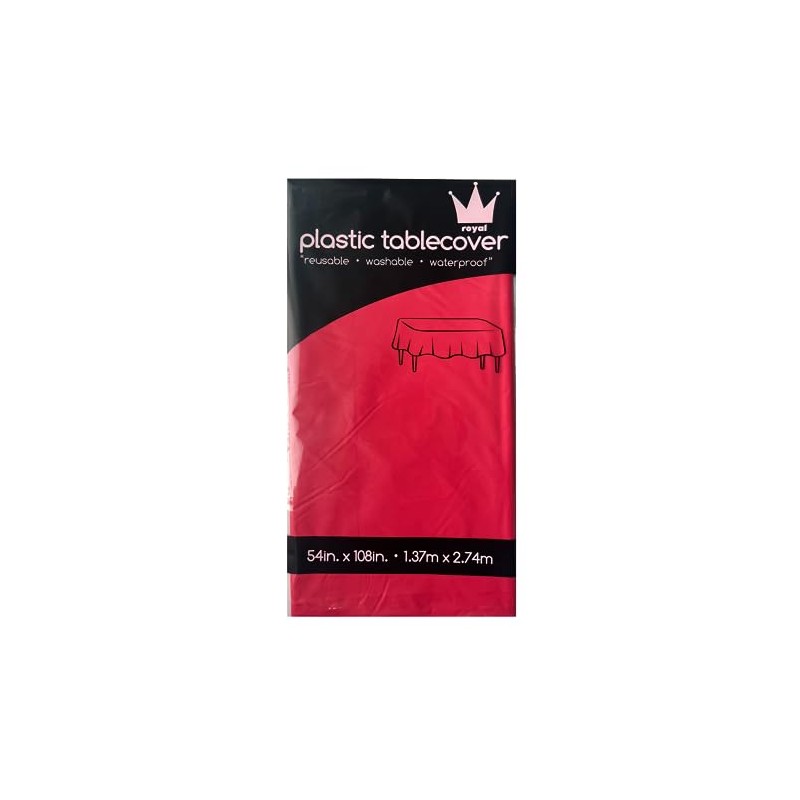 ROYAL7 3 Pack Red, Rectangle Disposable Plastic Tablecloth for Picnic,