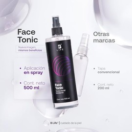Tónico Facial de 500 ml con más de 99% de Ingredientes Naturales, Extracto de Aloe Vera, Jengibre, Agua de Rosas y Hamamelis. Tónico que Refresca y Ca