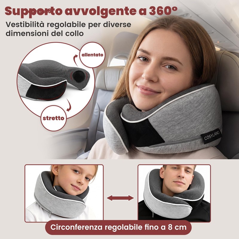 COSYLAND Cuscino da Viaggio in Memory Foam - Cuscino Aereo