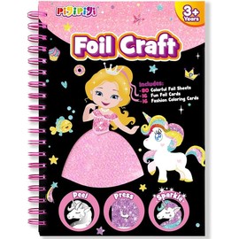 pigipigi Art Craft Activity for Kids: Fun Foil Princess & Unicorn DIY Toy Kit, No Mess Creative Travel Supply Set, Idea Birthday Christmas Valentine Gift for Girl Boy Children 3 4 5 6 7 8 9 Year Old