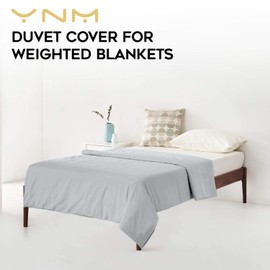 YnM Bamboo Duvet Cover for Weighted Blankets (48''x72'') - Light Grey Print