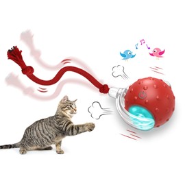 Giociv Giociv Interactive Cat Toys Ball for Indoor Cats Fast Rolling on Carpet, Chirping & Motion Activate Cat Toys (Red)