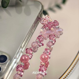 AGEN KGEN AGEN KGEN Phone Charms Cute Beaded Phone Lanyard Wrist Strap Aesthetic Cell Phone Keychain Cute Phone Charms for Women (4x Cute Pink)