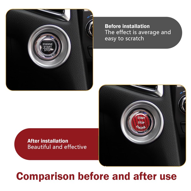 Merdege Car Push Start Button Cover, Ignition Button Cover Replacement,