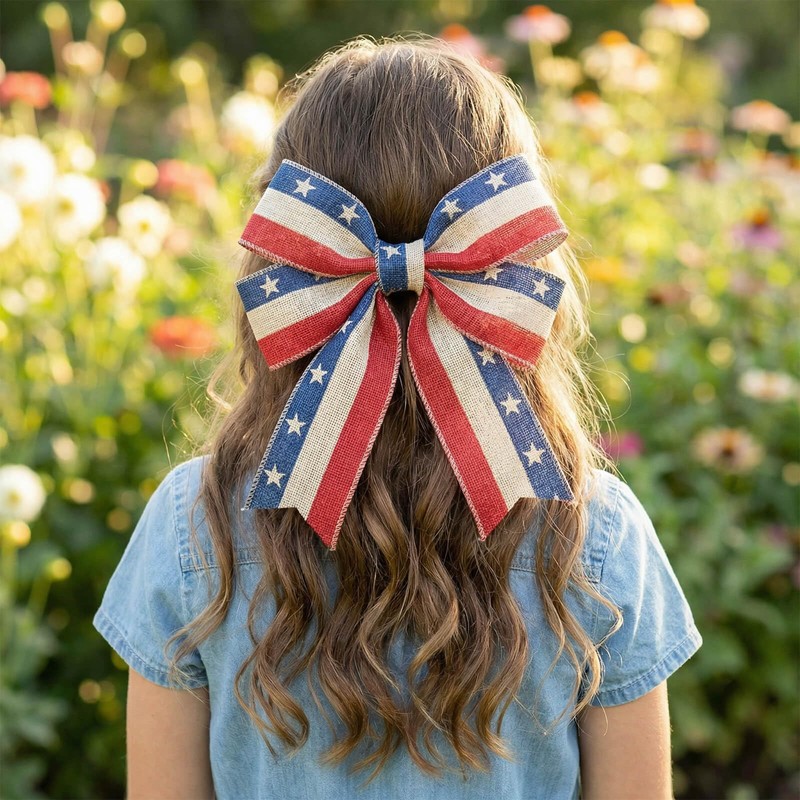 Patriotic Ribbon Wired 2.5 Inch x 10 Yards Red White