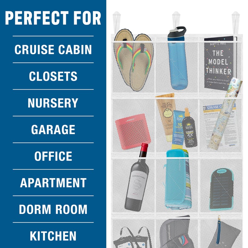 Cruise On Large Mesh Over-the-Door Organizer, 15-Pocket Hanging Storage for