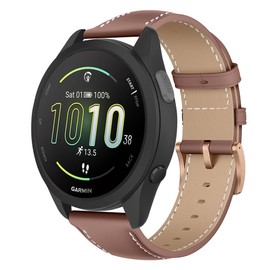 Niboow 20mm Strap for Garmin Forerunner 165/Forerunner 165 Music/Vivoactive 5/vívomove Trend/Venu Sq 2/Venu Sq, Vintage Leather Watch Bands for Garmin Venu 2 Plus/vivomove Sport/vivoactive 3 - Pink