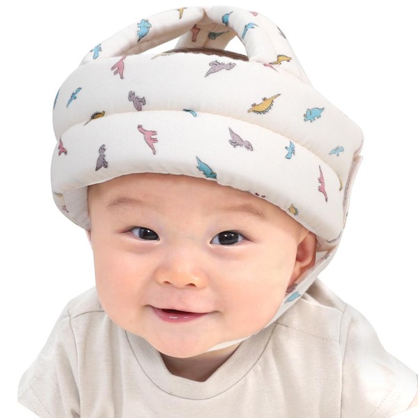 Keratta Baby Headguard Helmet, Double Gauze and Mesh for Comfort, Fall Prevention, Baby Head Guard (Dinosaur)