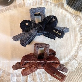 High-Quality Checkered Ribbon Hair Clip HPD NO.1 10ea