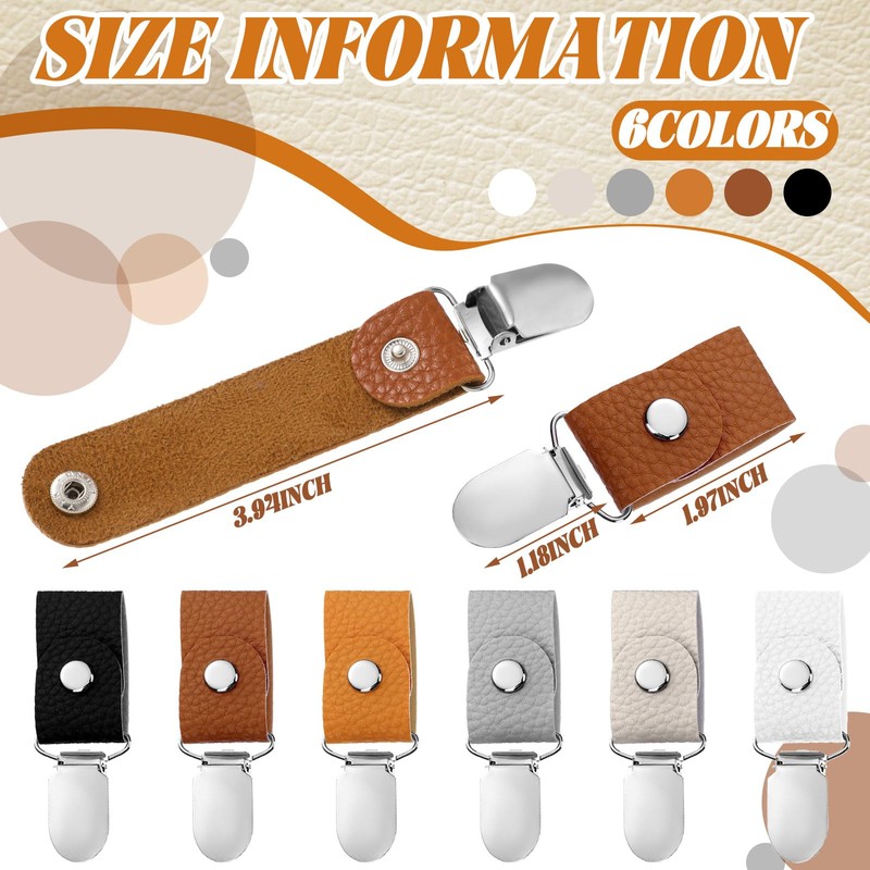 Zonon 12 Pcs Leather Towel Clips for Kitchen Hanging Tea