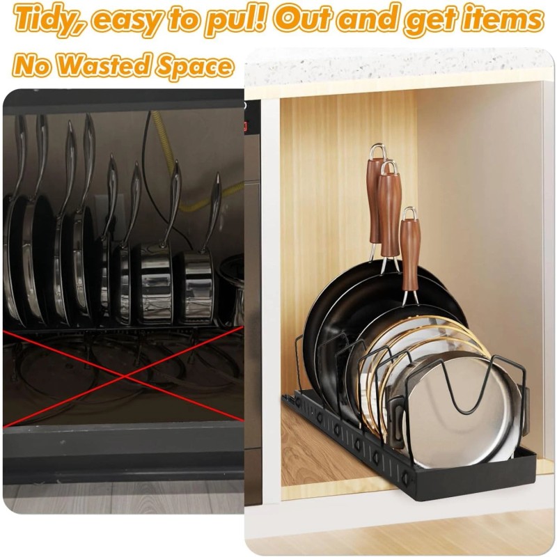 Taeyonk 1 Pack Pull Out Pot and Pan Organizer Under