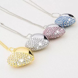 Diskiaplus Jewellery USB 3.0 Flash Drives 64GB Heart Shaped Necklace USB 3.0 Memory Stick, 4 Colours