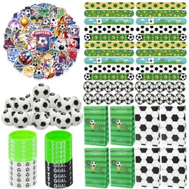 PIXHOTUL Football Party Favors-150Pcs Football Party Supplies-Football Wristbands Football Stickers Mini Footballs Slap Bracelets Football Theme Gift Bags Football Erasers, Gifts to Students, Kids