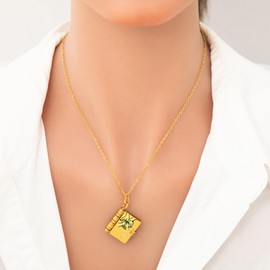 For Daughter - My Incredible Daughter Book Necklace,To My Daughter Necklace from Mom and Dad Openable Multi Layer with 6 Pages of Engraved Information Carries Everlasting Love Pendant Birthday Graduation Jewelry（Gold）