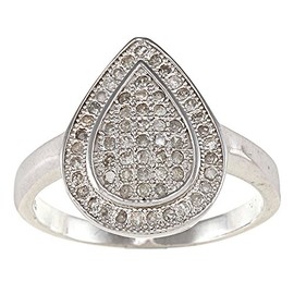 Sterling Silver 2/5ct Diamond Pave Pear-shape Ring