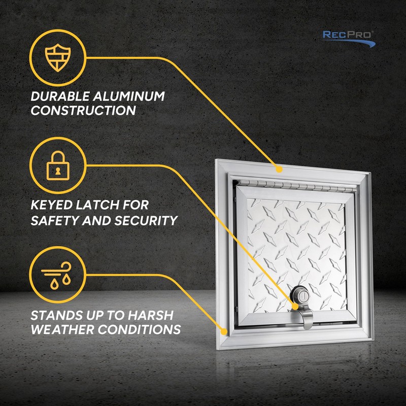 RecPro RV Square Baggage Door | Diamond Surface Plate |