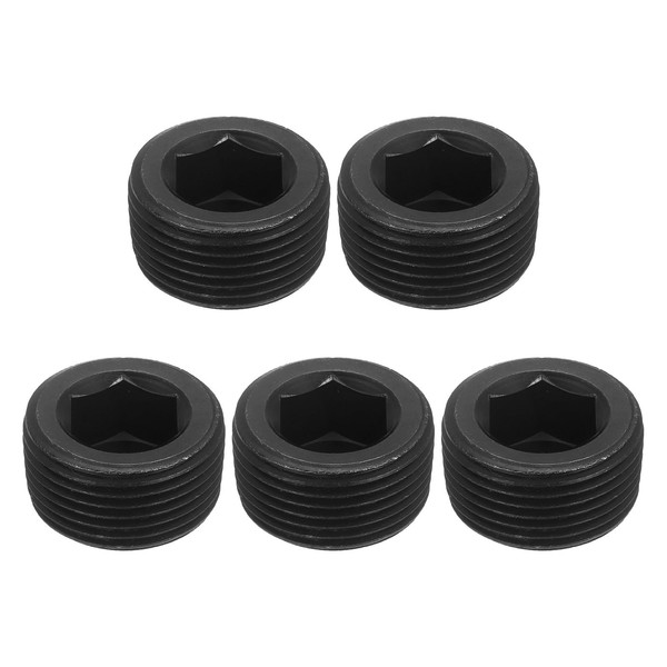 QUARKZMAN 5 Stück Blindstopfen Rohrstopfen, NPT 1" Karbonstahl Außengewinde Senkkopfstopfen