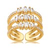 Jewlure 18K Gold Plated Baguette Diamond Ring, Cluster Design, 3.5
