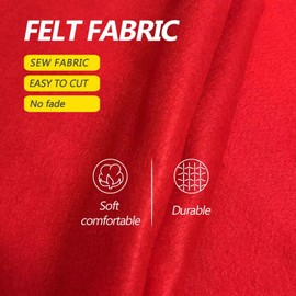 Red Felt Fabric - 1.6mm Thickness 36" X 18" Square Flexible Craft Felt by The Yard Soft Durable Felt Sheets for DIY Sewing Cushion Art Craft Project Supplies