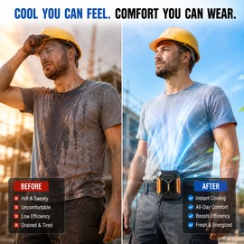 Portable Waist Fan for Outdoor Work – Rechargeable 3-Speed Belt Clip Fan with LED Light for Hiking, Camping and Travel