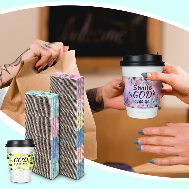 Eaasty 500 Pcs Christian Coffee Cups Sleeves Bulk Motivational Religious