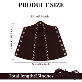 Kavoc 2 Pcs Leather Armor Wristband, Medieval Bracers Armband, Arm Gauntlets Steampunk for Men Women (Style 1) (Brown)