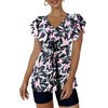 Ecupper Womens Tankini Set Two Piece Swimsuits Drawstring Floral Bathing